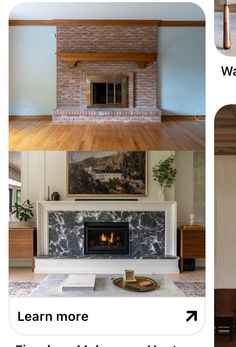 three different fireplaces in the same room