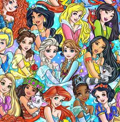 the disney princesses are all different colors