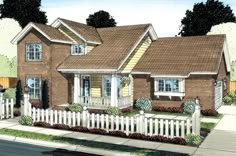 this is an artist's rendering of the front elevation of these small house plans