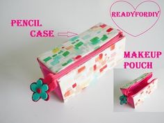 an open makeup bag with instructions on how to make it look like a pencil case