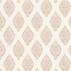 a white and beige wallpaper with an ornate design