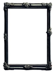 an old black frame with ornate designs on the edges and sides, isolated against a white background