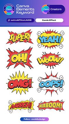 comic speech bubbles stickers with different colors and shapes