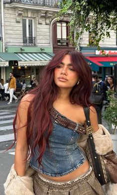 Hair Colors That Bring Out Brown Eyes, What Color Brown Should I Dye My Hair, Fall Hair Colors Tan Skin, Debby Ryan Red Hair, Red Hair In Black Hair, Partial Highlights Red Hair, Burgundy Hair Olive Skin Tone, Dark Maroon Hair Burgundy Brunettes, Copper Hair With Platinum Highlights