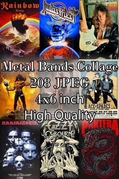 various metal bands collage with the words metal bands college and their logos on them