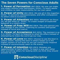 the seven powers for conscious adults to be successful in their own life, and how they can