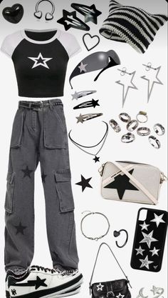 Girl Y2k, Star Clothing, 2000s Fashion Outfits, Tomboy Style Outfits, Fit Ideas, Swaggy Outfits, Cute Everyday Outfits, Mode Inspo, Really Cute Outfits