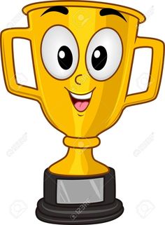 a cartoon trophy with eyes and tongue sticking out from behind it's base stock photo