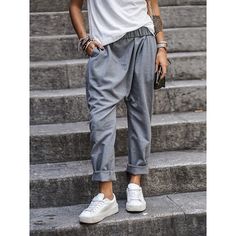 Season:Spring  Summer; Fabric:Linen Cotton Blend; Gender:Women's; Style:Casual Daily; Elasticity:Inelastic; Occasion:Weekend; Fit Type:Regular Fit; Function:Breathability,Comfortable; Pattern:Plain; Design:Side Pockets; Pants Type:Pants Trousers; Front page:FF; Listing Date:04/18/2024; Production mode:External procurement; Hips:; Length:; Waist:; Fit US Size:; Fit UK Size:; Fit EU Size:; Pants Length:Long; Print Type:non-printing Pantalones Boyfriend, Casual Chique Stijl, Sukienki Maksi, Harem Pants Fashion, Mode Tips, Cooler Style, Chloe Sevigny, Patches Fashion, Pants Details