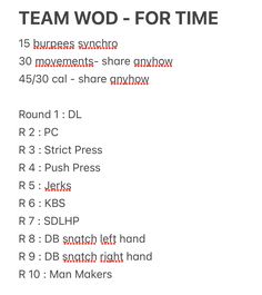 a white poster with the words team wod for time