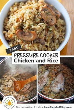 chicken and rice cooked in Instant Pot Chicken And Rice With Mushrooms, Rice With Mushrooms, Amazing Slow Cooker Recipes, Beans Recipes, Quick Pasta Recipes, Course Ideas, Crock Pots, Pressure Cooker Chicken