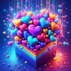 a colorful box filled with lots of hearts