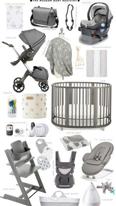 a baby's nursery is shown with all the items needed to be placed in it