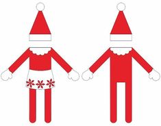 the paper doll is wearing a santa claus hat and holding hands with another elf's hand