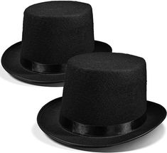 Novelty Place 2 Pack Black Top Hat - Classic Style Black Felt Top Hat Costume Accessories for Cosplay Magician Costume Parties, Stage Performances & Dress-Up Events Elegant, Universal Design - Measuring 5 inches tall and 23 inches in circumstance, this Classic Black Top Hat is a versatile accessory suitable for both men and women, perfect for enhancing a wide range of Halloween costumes, from Steampunk to sophisticated magician looks. Durable Felt Material - Made with high-quality black felt, this magician's top hat combines durability with elegance, making it an essential addition to your costume, providing both style and mystery. Ideal for Themed Characters - Whether you're creating a mystical, whimsical, or Victorian-inspired ensemble, this retro top hat adds authenticity and flair, mak Black Hats For Costume Party, Novelty Black Costume Accessories For Winter, Fitted High Crown Costume Hats For Themed Events, Black Novelty Costumes For Themed Events, Black Novelty Costume Accessories For Winter, Adjustable Black Top Hat For Cosplay, Fitted High Crown Hats For Themed Events, Black Formal Hats For Halloween, Black Top Hat For Themed Events