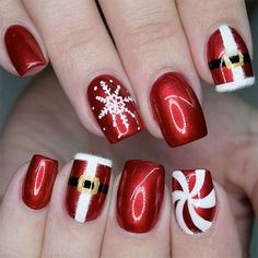 Treats Christmas, Christmas Nail Art Easy, Xmas Nail Art, Beauty Nails Design, Christmas Nails Easy, Cute Christmas Nails, Christmas Gel Nails, Recipes Christmas, Christmas Nail Art Designs