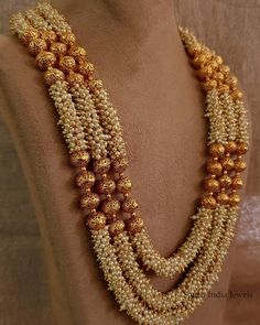 Pearl Haaram, Pearl Haram, Lakshmi Haram, One Gram Gold Jewellery, Fashion Jewelry Necklaces Gold, Pearl Jewelry Design, Pearl Necklace Designs, Jewelry Set Design, Beaded Necklace Designs