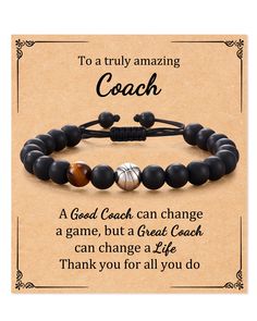 a bracelet with the words coach written on it and an image of a basketball ball