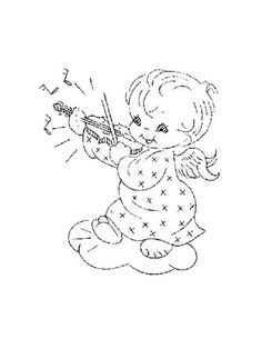 a drawing of a teddy bear playing the violin