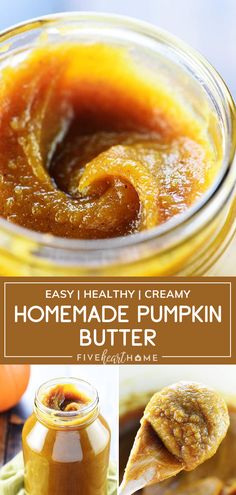 homemade pumpkin butter recipe in a jar