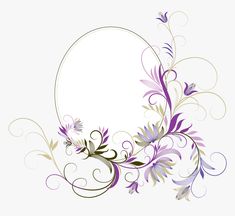 an oval frame with purple flowers and vines