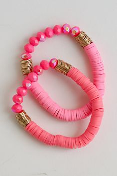 Zoey Hot Pink Beaded Bracelet Set 2024 Accessories, Diy Jewlry, Hot Pink Bracelets, Pink Beaded Bracelet, Pink Beaded Bracelets, Pink Beaded, Rust Dress, Online Womens Boutique, Cute Bracelets