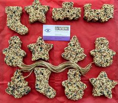 a red table topped with lots of cookies