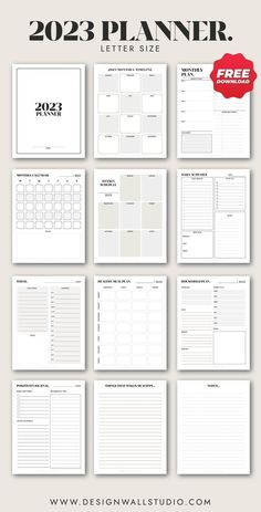 2023 Yearly Planner with monthly, weekly and daily planner layouts #digitalplanneripad⌨. digitalt... minimalisticplanner #plannertemplates #notion_template_life_planner #adhdplanner💎. Weekly And Daily Planner, Daily Planner Printables Free, Free Daily Planner, To Do List Printable, Monthly Planner Template, Planner Layouts