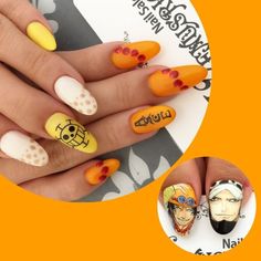 Anime Manicure, Nailart Simple, Cartoon Nails, Business Nails, Yellow Nail Art, Nail Drawing, Anime Nails, Classy Acrylic Nails