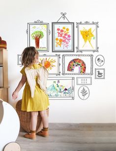 [ITEM NO. 24278] Kid's Drawing Art Frames 11 x 17 inches Wall Decal [DECAL MEASURE FROM] Decals: 4"wide x 6"tall to 15"wide x 27"tall(approx.) > It fits up to 11" x 17" arts. [SET INCLUDED] > 13 different shape frames only. * The above items are all separated so you can place them wherever you wish. * Included FREE Application tool and detailed Step-by-step Instructions with every purchase * This is an exclusive design only from Wcookie! [INFORMATION ABOUT PRODUCT] * Included FREE application to Action Storyboard, Kids Art Display, Kids Picture Frames, Art Display Kids, Art Frames, Picture Frame Art, Family Wall, Textured Wall, Picture Frame Wall