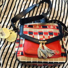 New With Tags Spartina Bayley Linen And Leather Shoulder Bag. Smoke And Fur Free Home. Spartina 449, Black Leather Purse, Orange Bag, Leather Bucket Bag, Pink Linen, Leather Bucket, Black White Pink, Blue Paisley, Canvas Shoulder Bag