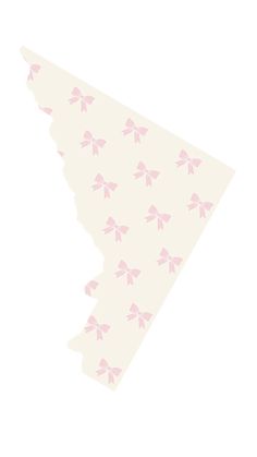 a piece of paper with pink bows on the top and bottom of it in white background