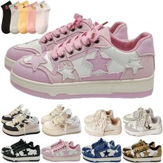 PRICES MAY VARY. 【Starry Sky Charms Inspired by Y2K Style】Star shoes walking sneakers, each charm is decorated with gorgeous starry sky elements, full of fun and fashion, no matter how you match it with casual clothes, it can show unique charm. 【Breathable Lining】Y2K Aesthetic cute big toe, carefully designed to promote air circulation, helps air circulation, ensures that your feet are dry and comfortable during exercise, making you more interested in exercise and relaxed. 【Solid Protection】Star Pink Star Sneakers, Cute Trending Shoes, Cute Fall Sneakers, Cute Sneakers Aesthetic, Y2k Shoes Aesthetic, Stuff To Get On Amazon, Y2k Stores, Star Inspired Outfits, Cute Ice Skates