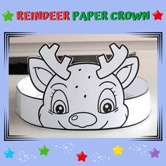 a reindeer paper crown with stars around it