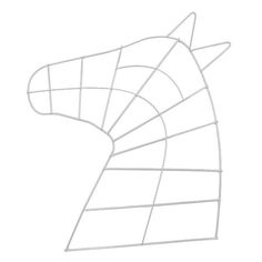 a horse's head made out of wire on a white background