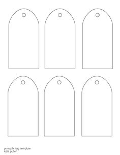 six blank tags are shown in the shape of archeds