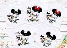 Family Disney Birthday Trip Disney Birthday Vacation Matching Family Custom T-shirt Disney Birthday Trip, Disney Shirts For Women, Disney Family Trip, First Disney Trip, Disney Birthday Shirt, Matching Birthday Shirts, Disney Family Vacation Shirts, Disneyland Birthday, Birthday Squad Shirts