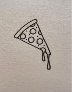 a drawing of a slice of pizza on top of a piece of paper with black ink