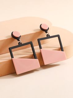 Baby Pink Fashionable   PMMA  Dangle Embellished   Jewelry Modern Earrings Fashion, Polymer Clay Geometric Earrings, 3d Printing Jewelry, Architectural Jewelry Design, Earring Shapes, Diy Earrings Easy, Polymer Clay Flower Jewelry, Diy Earrings Polymer Clay, Embellished Fashion