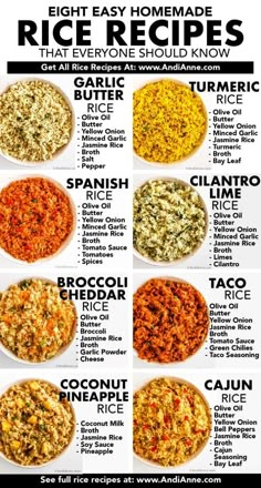 the different types of rice that you can use to make this recipe for dinner or dessert