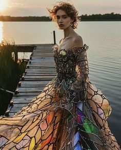 Glass Clothing, Colorful Gown, Runway Fashion Couture, Fantasy Dresses, Theme Dress, Fantasy Gowns, Fantasy Dress, Gorgeous Gowns