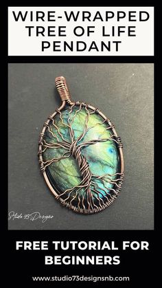 the wire - wrapped tree of life pendant is shown with text overlay