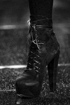 Lace up booties. http://zsazsabellagio.blogspot.ca/search?updated-max=2012-07-29T21:40:00-07:00&max-results=15 High Heeled Boots, Grunge Look, Lace Up Booties, White Photo, Yohji Yamamoto, Dark Fashion