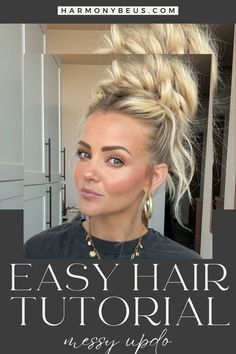 This easy updo is a go to for days when a full hairstyle just isn't happening! By following these simple steps in my video tutorial, you can also achieve this effortless, easy updo! This is perfect for medium and long hair lengths! Grab my new line of Harmonize Beauty Products by clicking the link in the tutorial. Don't forget to follow for more hair tips, tricks, and tutorials! Cute Hair Styles Up Easy Updo, Up Dos For Medium Hair Wedding Guest, Party Up Do Hairstyles, Easy Party Updos For Medium Hair, Easy Hair Do For Wedding Guest, Easy Up Does, Easy Holiday Updo Long Hair, Simple Upstyles For Medium Hair, Quick Work Updos