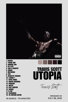 the poster for travis scott utopia tour