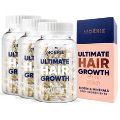 PRICES MAY VARY. WITH BIOTIN & MINERALS - Powered by a strengthening medley of ingredients, Moerie Hair Growth Supplements comprise a proprietary blend of bioactive Biotin, Q10, Fulvic and Hyaluronic Acid, B Vitamins & Minerals to maintain hair follicle health and support hair growth. THICKER, FULLER, HEALTHIER HAIR - Biotin stimulates keratin production, gradually increasing the rate of follicle growth whilst strengthening the hair and adding shine. Take 2 colorful caps of Moerie biotin hair gr For Thicker Hair Growth, Hair Skin And Nails Vitamins, Hair Growth Pills, Hair Growth Women, Growth Supplements, Biotin Hair Growth, Thick Hair Growth, Biotin Hair, Nail Vitamins