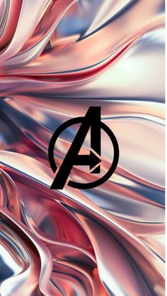 the avengers logo is shown on top of an abstract background in black and pink colors