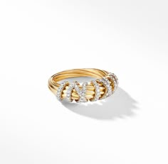 In the Helena Collection, David Yurman returns to the longer, leaner twist of his first handmade Cable bracelet, wrapping the iconic form with 18K yellow gold threads accented with hand-set pavé diamonds. 18-karat yellow goldPavé diamonds, 0.32 total carat weightRing, 7.7mm David Yurman Ring, Small Ring, Cable Bracelets, Jewelry Lookbook, Small Rings, Gold Threads, Elegant Hairstyles, Diamond Sizes, High Jewelry