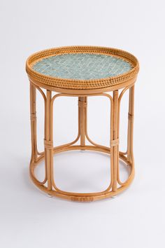 Sirena Rattan Table Boho Pedastal Table, Boho Little Table, White Boho Tables, Boho Bedside Table Rattan, Beachy Boho Furniture, Boho Bedside Table, Bedside Table Set, Pearl Top, Outdoor Lounge Area