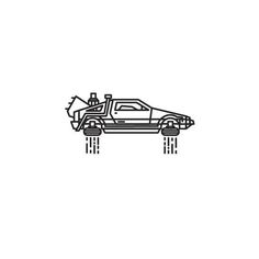 a black and white drawing of a car with the hood up on it's flatbed